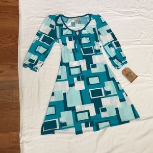 NWT Child’s Dress with Turquoise and White Squares